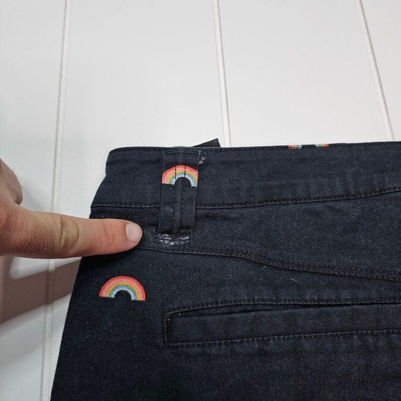 Volcom Women's Black Rainbow Print Pants Size 27 Stretch Cotton - Picture 7 of 8